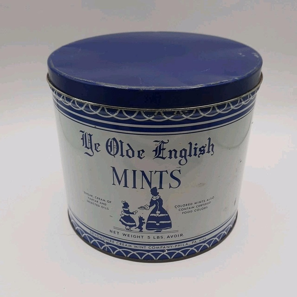 Vintage Ye Olde English Mints 5 pound tin empty